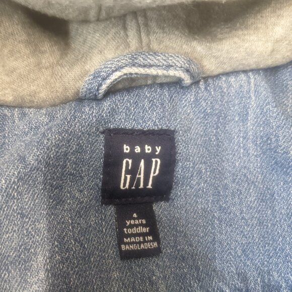 Baby Icon Denim Hoodie Jacket babyGAP Size 4 Denim and Light Heather Grey - Picture 3 of 9